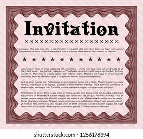Red Formal invitation template. Customizable, Easy to edit and change colors. With guilloche pattern. Money Pattern. 