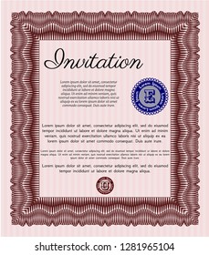 Red Formal invitation template. Customizable, Easy to edit and change colors. With complex background. Excellent design. 