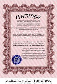 Red Formal invitation template. Customizable, Easy to edit and change colors. With linear background. Money design. 
