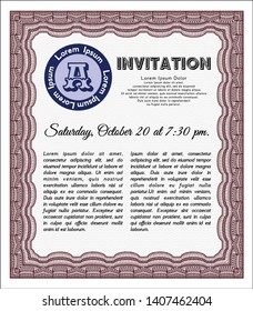 Red Formal invitation template. Customizable, Easy to edit and change colors. With complex linear background. Nice design. 