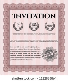 Red Formal invitation template. Easy to print. Excellent design. Vector illustration. 