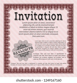 Red Formal invitation template. Easy to print. Money Pattern design. Customizable, Easy to edit and change colors. 