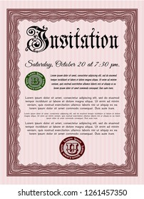 Red Formal invitation template. Easy to print. Customizable, Easy to edit and change colors. Artistry design. 