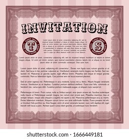 Red Formal invitation template. Easy to print. Modern design. Vector illustration. 