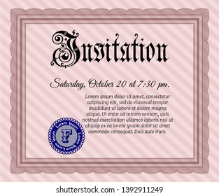 Red Formal invitation template. Elegant design. Complex background. Vector illustration. 