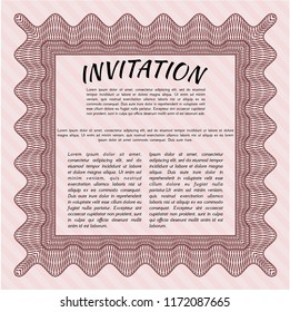 Red Formal invitation template. Excellent design. Vector illustration. With complex linear background. 