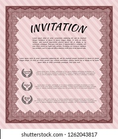 Red Formal invitation template. Excellent design. Easy to print. Customizable, Easy to edit and change colors. 