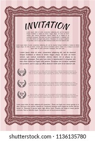 Red Formal invitation template. Good design. Vector illustration. Printer friendly. 