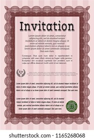 Red Formal invitation template. Good design. With complex background. Detailed. 