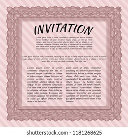 Red Formal invitation template. Good design. Customizable, Easy to edit and change colors. With complex linear background. 