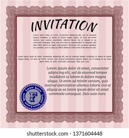 Red Formal invitation template. With guilloche pattern. Detailed. Nice design. 