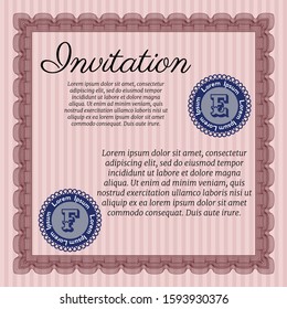 Red Formal invitation template. With guilloche pattern and background. Money design. Detailed. 