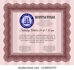 Red Formal invitation template. With linear background. Money design. Customizable, Easy to edit and change colors. 