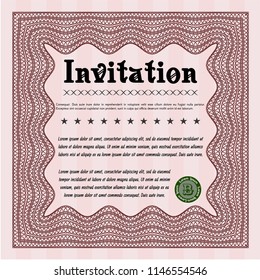 Red Formal invitation template. With linear background. Elegant design. Customizable, Easy to edit and change colors. 