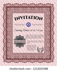  Red Formal invitation template. With linear background. Artistry design. Customizable, Easy to edit and change colors. 
