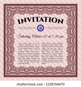 Red Formal invitation template. With linear background. Customizable, Easy to edit and change colors. Lovely design. 