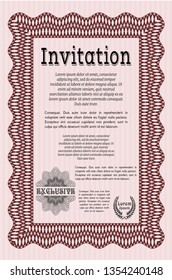 Red Formal invitation template. With linear background. Money Pattern. Customizable, Easy to edit and change colors. 