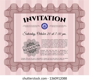 Red Formal invitation template. With linear background. Customizable, Easy to edit and change colors. Excellent design. 
