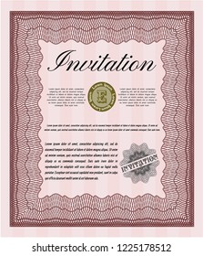 Red Formal invitation template. Lovely design. Easy to print. Detailed. 