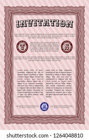Red Formal invitation template. Modern design. With quality background. Detailed. 
