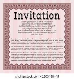 Red Formal invitation template. Money Pattern design. Vector illustration. Easy to print. 