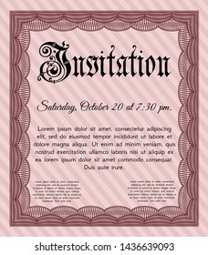 Red Formal invitation template. Money style design. With complex background. Customizable, Easy to edit and change colors. 