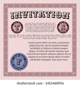 Red Formal invitation template. Money design. Customizable, Easy to edit and change colors. Complex background. 