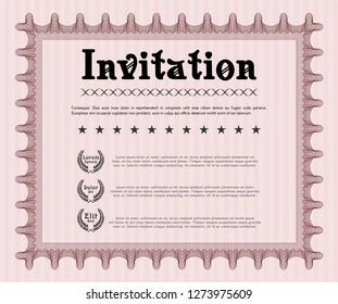 Red Formal invitation template. Nice design. Vector illustration. With complex background. 