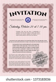 Red Formal invitation template. Nice design. Easy to print. Vector illustration. 
