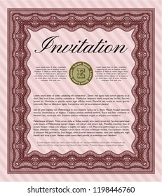 Red Formal invitation template. Perfect design. Customizable, Easy to edit and change colors. Complex background. 