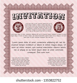 Red Formal invitation template. Perfect design. Detailed. Easy to print. 