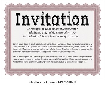 Red Formal invitation template. Perfect design. With great quality guilloche pattern. Customizable, Easy to edit and change colors. 