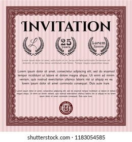 Red Formal invitation template. Printer friendly. Vector illustration. Nice design. 