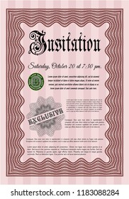 Red Formal invitation template. Printer friendly. Money design. Customizable, Easy to edit and change colors. 