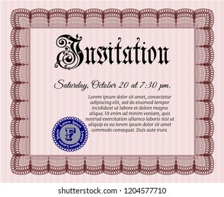 Red Formal invitation template. Printer friendly. Customizable, Easy to edit and change colors. Money design. 