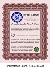 Red Formal invitation template. Printer friendly. Customizable, Easy to edit and change colors. Money design. 