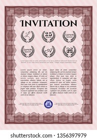 Red Formal invitation template. Printer friendly. Detailed. Beauty design. 