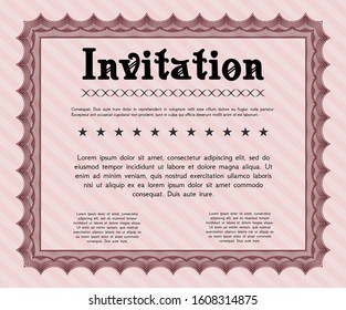 Red Formal invitation template. Printer friendly. Vector illustration. Good design. 
