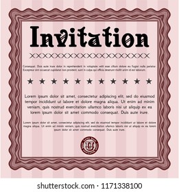 Red Formal invitation template. With quality background. Lovely design. Vector illustration. 