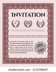 Red Formal invitation template. With quality background. Sophisticated design. Vector illustration. 