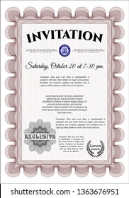 Red Formal invitation template. With quality background. Good design. Vector illustration. 
