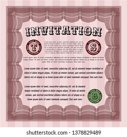 Red Formal invitation template. With quality background. Beauty design. Vector illustration. 