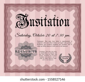 Red Formal invitation template. With quality background. Vector illustration. Cordial design. 