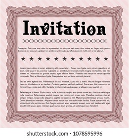 Red Formal invitation template. Sophisticated design. Customizable, Easy to edit and change colors. With linear background. 