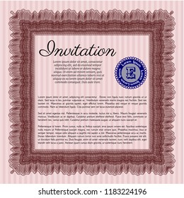 Red Formal invitation template. Sophisticated design. Detailed. With quality background. 