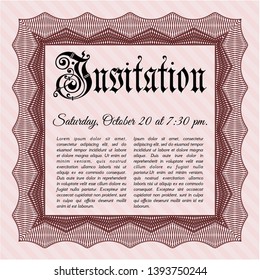 Red Formal invitation template. Superior design. With background. Detailed. 