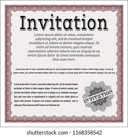 Red Formal invitation template. Vector illustration. With quality background. Money Pattern design. 