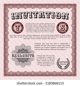 Red Formal invitation. Vector illustration. With background. Elegant design. 