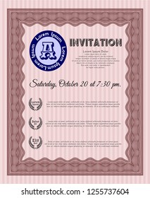 Red Formal invitation. Vector illustration. Complex background. Money Pattern design. 