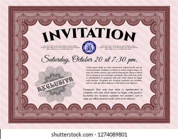Red Formal invitation. Vector illustration. With quality background. Modern design. 